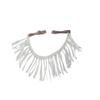 mule tape tripping collar for an average horse in white with leather tugs view 1