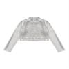 Jhaoyu Kids Girls Hip Hop Dance Crop Top Metallic Sequins Long Sleeve T-Shirt Jazz Ballet Modern Dancewear Silver 12 Years view 3