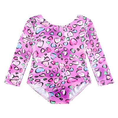 Belovance Long Sleeves Gymnastics Leotards for Girls Dance Outfits 7-8 Kids Tumbling Bodysuits Heart Purple Dancewear (Heart Purple, 7-8 Years)