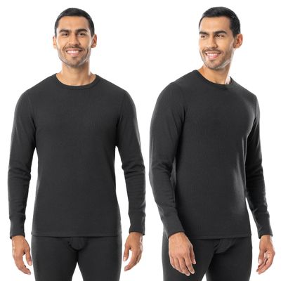 Wells Lamont Men's Cotton Polyester Raschel Thermal Top, Black, Large
