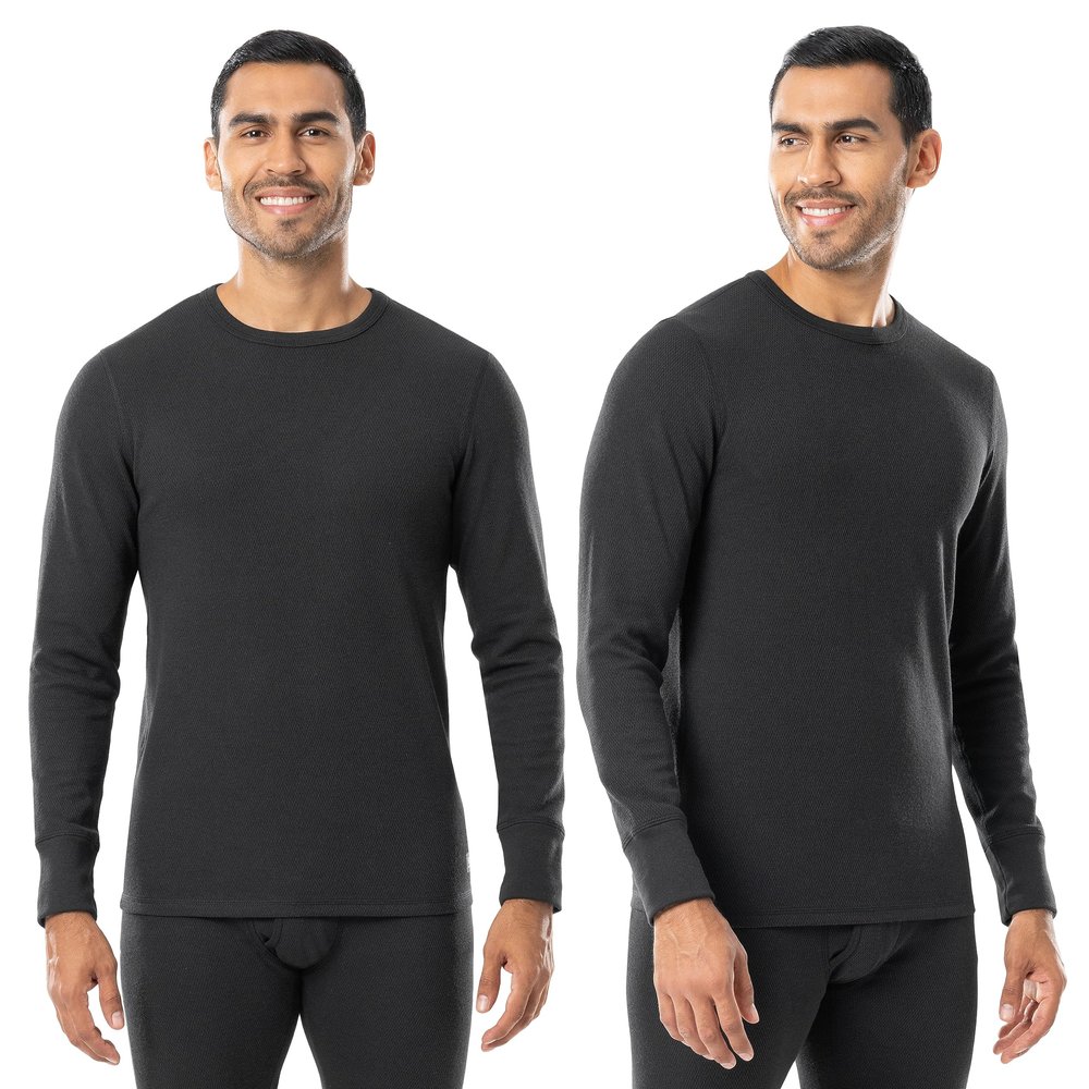 Wells Lamont Men's Cotton Polyester Raschel Thermal Top, Black, Large