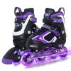 MammyGol Adjustable Inline Skates for Boys Girls Kids Youth with Light up Wheels, Black&Purple Beginner Blades Roller Skates for Boys Size 1 2 3 4 Ages 6-12 view 1