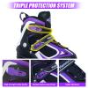MammyGol Adjustable Inline Skates for Boys Girls Kids Youth with Light up Wheels, Black&Purple Beginner Blades Roller Skates for Boys Size 1 2 3 4 Ages 6-12 view 2