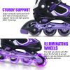 MammyGol Adjustable Inline Skates for Boys Girls Kids Youth with Light up Wheels, Black&Purple Beginner Blades Roller Skates for Boys Size 1 2 3 4 Ages 6-12 view 3