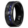 THREE KEYS JEWELRY 8mm Black Tungsten Rings for Men Unisex Hammered Wedding Band Galaxy Engagement Ring with Blue Purple Sparkles Inlay Groove Comfort Size 10 view 1