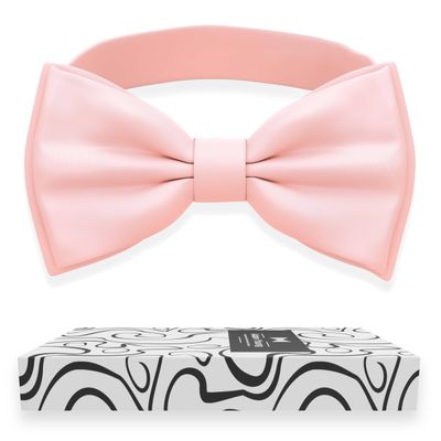 Adam Young Boy's Light Peach Bow Tie Pre-Tied Style Formal Satin Classic Bowtie for Tuxedo Faux Silk (Medium, Light Peach)