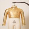 Lorilida Kids Girls High Neck Glitter Crop Top Metallic Long Sleeve T-Shirt Ballet Dance Leotard Gymnastics Performance Gold 16 Years view 3