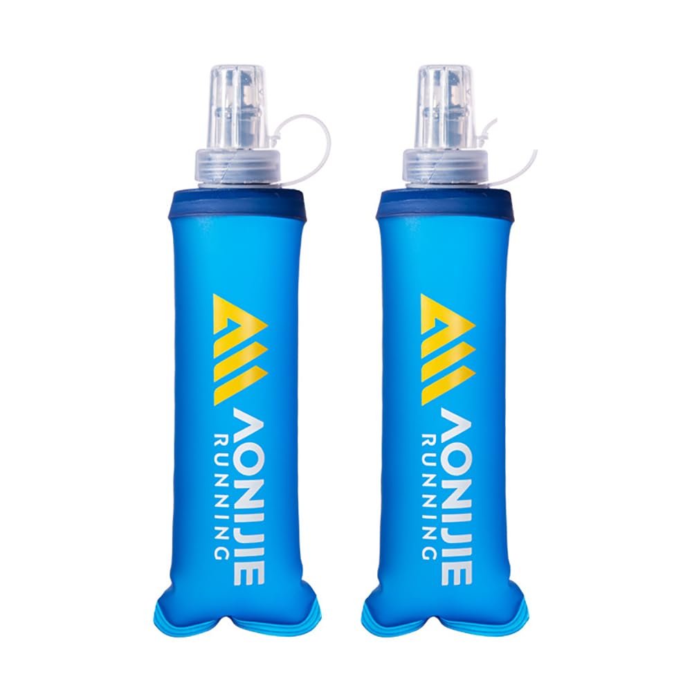 2 Pack Soft Hydration Flask TPU Collapsible Water Bottles for Running Hydration Vest, BPA-Free, for Cycling Marathon Hiking (E-250ml)