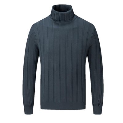Dninmim MenS Turtleneck Sweaters Solid Long Sleeve Knitwear Pullovers Slim Fit Casual Striped Jumper gray9 Blue M