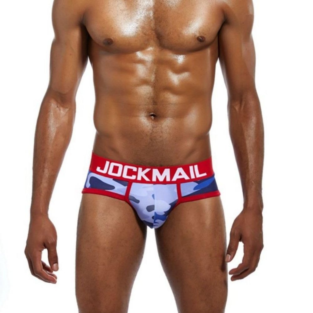 JOCKMAIL Mens Boxer Briefs Classic Printed Camouflage Men Underwear Panties (321-RED, XL)