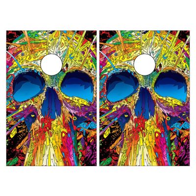 Cornhole Board Wraps Psychedelic Skull Cornhole Skins for Boards,3ft x 2ft Skin Decal Vinyl Wrap for Cornhole Game Board Bag Toss (2xpcs.)
