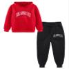 Hansber Kids Boys Girls 2 Pieces Tracksuit Sweatsuit Hooded Pullover Sweatshirt with Sweatpants Jogger Set Red 3-4 view 3