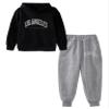 Hansber Kids Boys Girls 2 Pieces Tracksuit Sweatsuit Hooded Pullover Sweatshirt with Sweatpants Jogger Set BlackGray 12-13 view 3