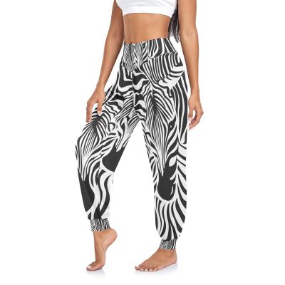 Animal Zebra Leopard Print Boho Hippie Pants for Women Yoga Harem Pants Sweatpants, 2XL