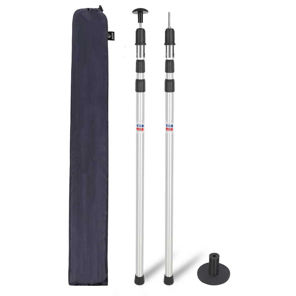 REDCAMP Aluminum Adjustable Camping Tarp Poles, 35in to 90in Telescoping Lightweight Tent Poles for Shelter, Awning, Hammock Rain Fly (Grey, Set of 2)