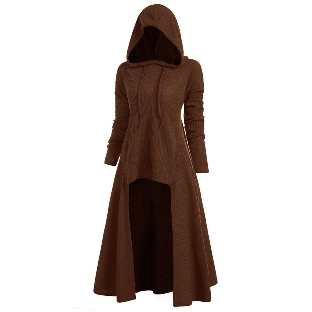 XUNRYAN Womens Gothic Hoodies Dresses Sweatshirt Long Sleeve Pullover Casual Sweater Dress 2023 Winter Fall Fashion Clothes Coffee