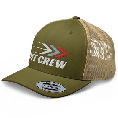RIVEMUG Pit Crew Trucker Hat Curved Bill Mid Crown Adjustable Racing Cap