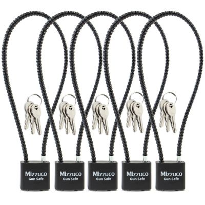 Cable Gun Locks with Keys Simple Operation 15" Compatible with Pistols, Handguns, Rifles, and Shotguns, Home and Storage for Firearm Locking and Safety 5PCS