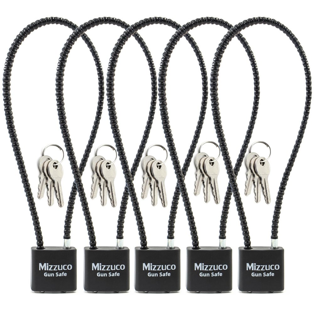 Cable Gun Locks with Keys Simple Operation 15" Compatible with Pistols, Handguns, Rifles, and Shotguns, Home and Storage for Firearm Locking and Safety 5PCS