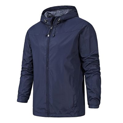 RTRDE Lightweight Jacket Men, Waterproof Rain Jacket with Hood Outdoor Raincoat Softshell Jacket for Hiking Travel Mens Coat Jackets No Men Jackets Breathable Rainjacket Jackets (3XL, Dark Blue)