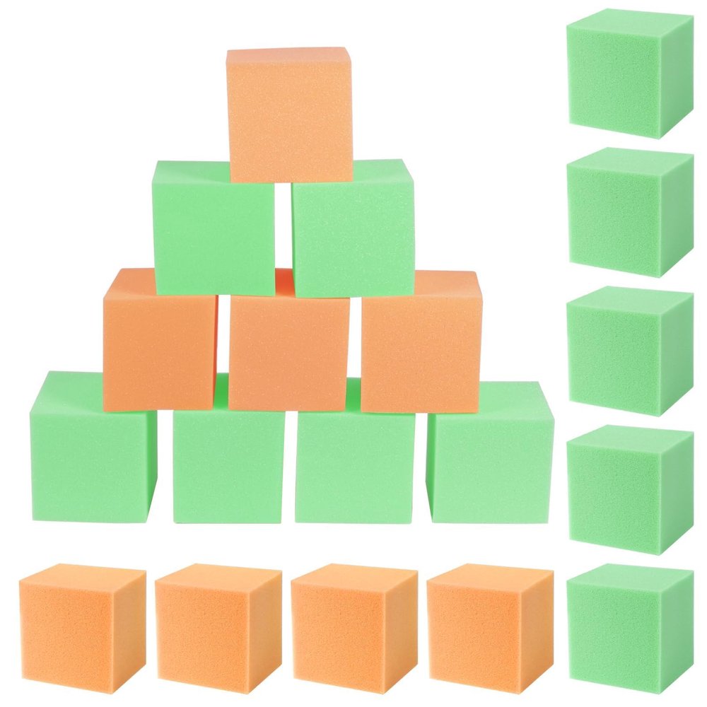 FUBOTRAD Foam Pit Blocks Foam Padding Sponge Pit Cubes Sponge Blocks for Amusement Park Gymnastics Freerunning and Parkour Courses - 24PCS 5" x 5" x 5" (Tangerine & Green)