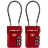 SURE LOCK TSA Approved Cable Luggage Lock TSA Locks for Luggage with Visual Inspection Indicator, Resettable 3-Digit Combination, Zinc Alloy Body for Suitcases, Backpacks, Gym Lockers(RED 2 Pack) view 1