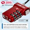 SURE LOCK TSA Approved Cable Luggage Lock TSA Locks for Luggage with Visual Inspection Indicator, Resettable 3-Digit Combination, Zinc Alloy Body for Suitcases, Backpacks, Gym Lockers(RED 2 Pack) view 3