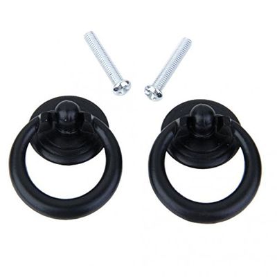 Southst 2 X Retro Single Hole Knob Door Bin Dresser Wardrobe Ring Pull Handle Black