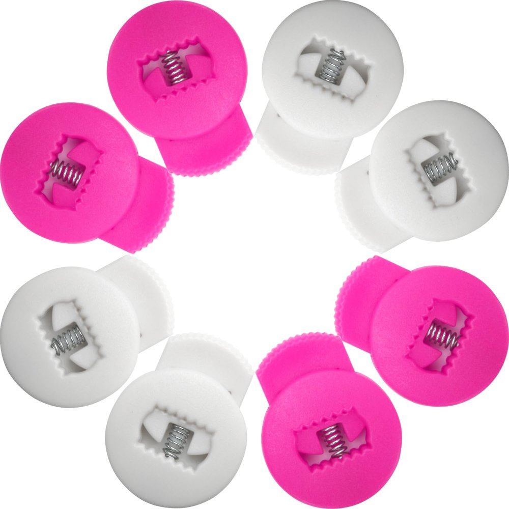 AliBall Glove Locks Baseball, Glove Lace Locks 8 Pack, Never Need Thying Knots Again, Fits All Baseball and Softball Gloves (White-Pink)