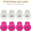 AliBall Glove Locks Baseball, Glove Lace Locks 8 Pack, Never Need Thying Knots Again, Fits All Baseball and Softball Gloves (White-Pink) view 4