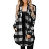 Womens Casual Plaid Shacket Button Down Long Sleeve Classic Shirt Mid Length Autumn Jackets Coats Oversized BF Style Tops view 1