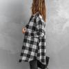 Womens Casual Plaid Shacket Button Down Long Sleeve Classic Shirt Mid Length Autumn Jackets Coats Oversized BF Style Tops view 3