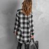Womens Casual Plaid Shacket Button Down Long Sleeve Classic Shirt Mid Length Autumn Jackets Coats Oversized BF Style Tops view 4