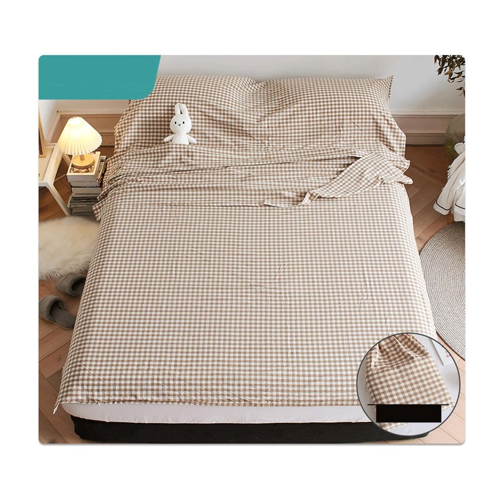 RUZGAR Sleeping Bag Liner Single Double Travel Sheet and Camping Sheet 100% Washed Cotton Comfy and Easy Care Adult Sleep Sack (Color : Brown, Size : 130x210cm-51x82)