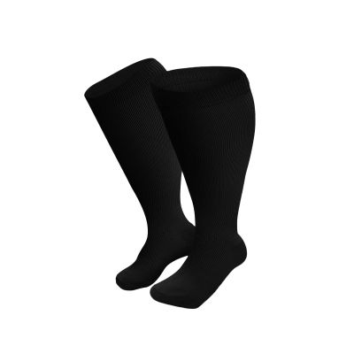 YOLAI Plus Size Compression Socks for Women Men Athletic Cushioned Workout Socks Breathable Cycling Hiking Athletic Socks (Black, XXXL)