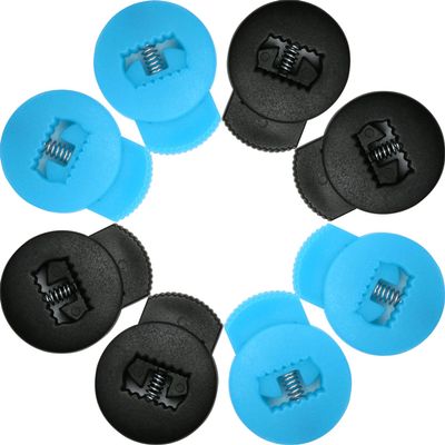 AliBall Glove Locks Baseball, Glove Lace Locks 8 Pack, Never Need Thying Knots Again, Fits All Baseball and Softball Gloves (Black-Sky Blue)