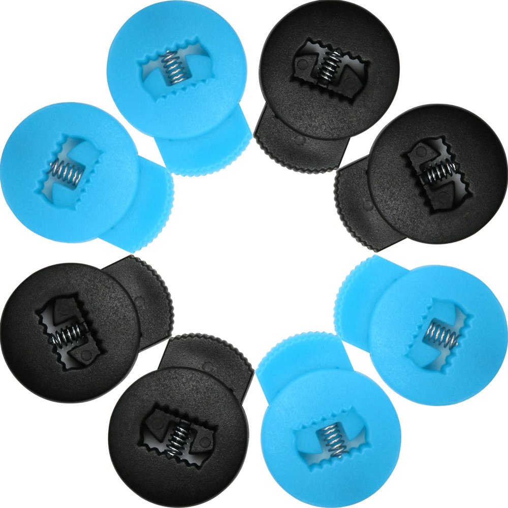 AliBall Glove Locks Baseball, Glove Lace Locks 8 Pack, Never Need Thying Knots Again, Fits All Baseball and Softball Gloves (Black-Sky Blue)