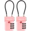 SURE LOCK TSA Approved Cable Luggage Lock TSA Locks for Luggage with Visual Inspection Indicator, Resettable 3-Digit Combination, Zinc Alloy Body for Suitcases, Backpacks, Gym Lockers(Pink 2 Pack) view 1
