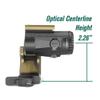 ZTFSETD Universal Fast Slide QD Flip to Center(FTC) Scope Mount,2.26 Optical Centerline Height,Metal Riser Mount Base for G33 G43 G45 V3XM V6XM 3X Magnifier Scope,Tan view 4