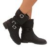 Womens Cowboy Bo_ots Wide Width Foot Cowboy Bo_ots for Women Mid_Calf Cowgirl Dress an_kle Bo_oties with Side Zipper Low He_el Fashion Motorcycle Combat Riding Military Biker Bo_ots Black view 1