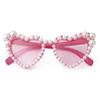 PEGH Heart Shaped Sunglasses Pearl Party Sunglasses Cat Eye Bling Sun Glasses Age UV400 Protection