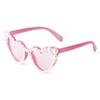 PEGH Heart Shaped Sunglasses Pearl Party Sunglasses Cat Eye Bling Sun Glasses Age UV400 Protection view 3