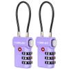 SURE LOCK TSA Approved Cable Luggage Lock TSA Locks for Luggage with Visual Inspection Indicator, Resettable 3-Digit Combination, Zinc Alloy Body for Suitcases, Backpacks, Gym LockersPurple 2 Pack view 1