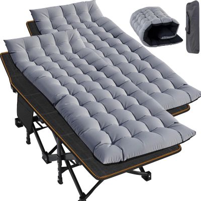 Slsy Oversized XXL Folding Camping Cot for Adults with Pad, Padded Portable Sleeping Cots, Camp Bed with Carry Bag for Outdoor Travel, Beach, Hiking