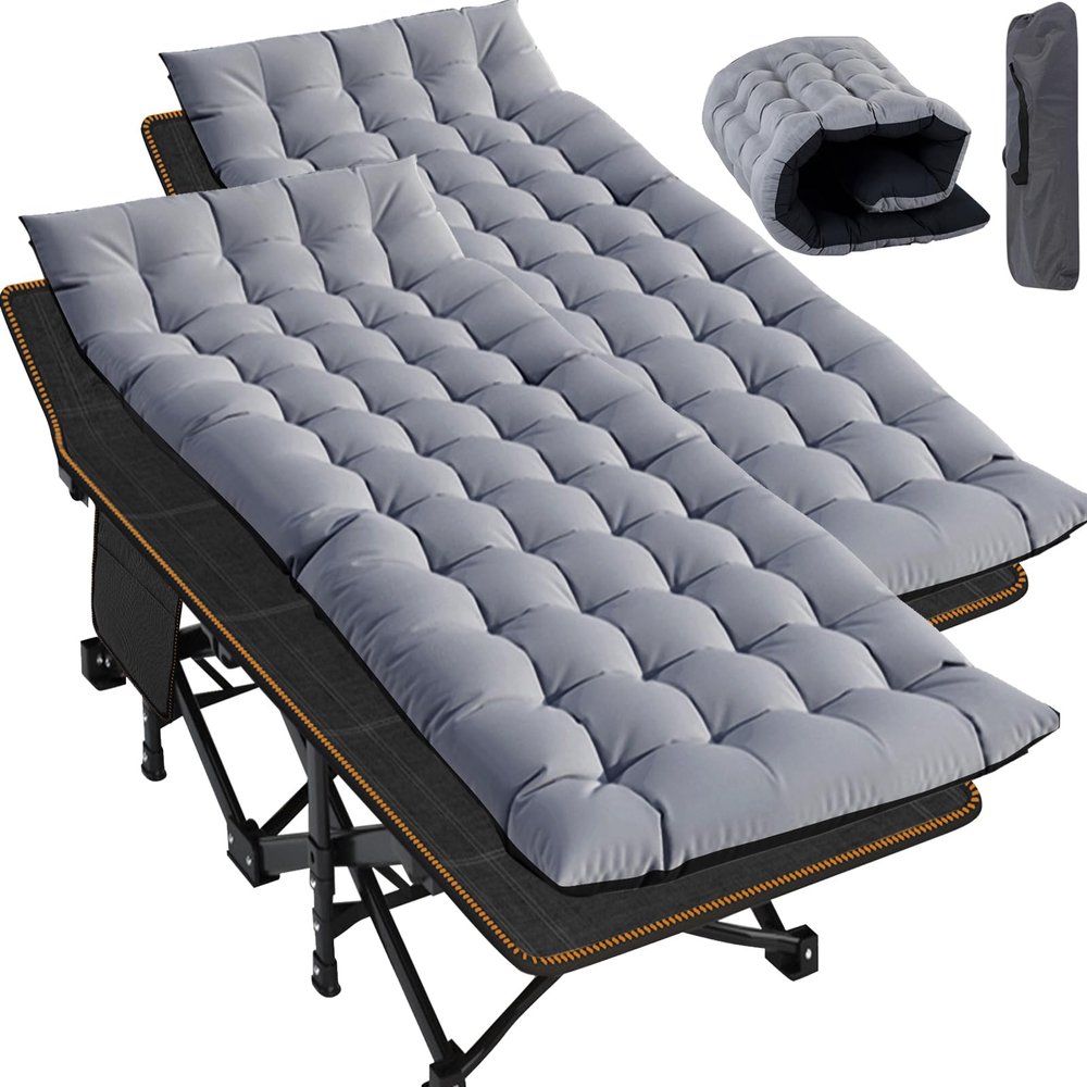 Slsy Oversized XXL Folding Camping Cot for Adults with Pad, Padded Portable Sleeping Cots, Camp Bed with Carry Bag for Outdoor Travel, Beach, Hiking