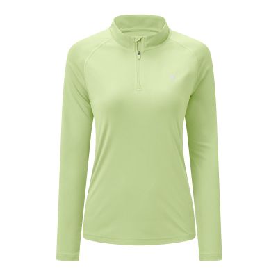 BASUDAM Women's Workout Shirts Quick Dry UPF 50+ Sun Protection Long Sleeve Quarter Zip Pullover Athletic T-Shirts Light Green XL
