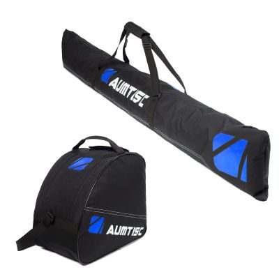 AUMTISC Ski and Boot Bag Combo for Air Travel Flying, Padded Snow Ski Bags Two-Piece, Ski Boot Travel Bag Fit Skis Up to 200cm and Boots Up to Size 13 for Men Women (Extra Padded, Blue)