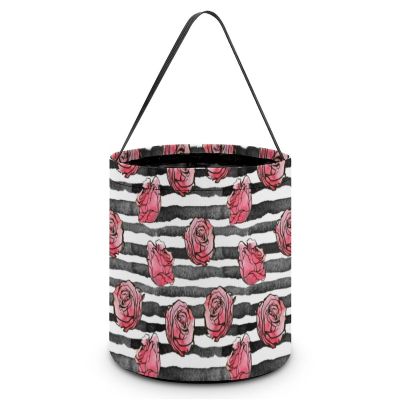 Beautiful Roses Flowers Halloween Trick Or Treat Bags Portable Candy Bucket Tote Bag Handbag for Halloween Party