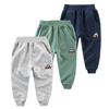 BeiVSlley Baby Boys 3 Pack Cotton Active Jogger Pants Toddler Cute Embroidery Athletic Sweatpants,Dark Blue+Green+Gray,6-7T view 1