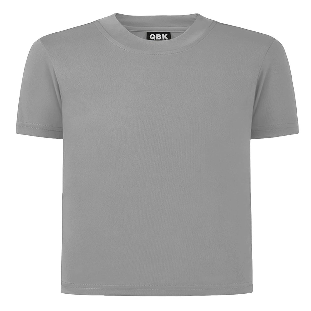 QBK 2T to Youth Neon Shirt Kids UPF 50+ Dry Fit Athletic Short Sleeve Rash Guard T Shirts for Boys Girls Sports Undershirt (Grey 5T)
